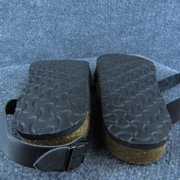 Outwoods Women Ankle Strap Sandal Shoes Black Leather Size 10 Medium - Picture 10 of 10